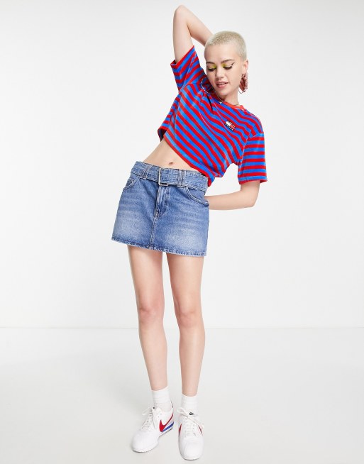 Tommy Jeans velour stripe t-shirt in multi, 4 of 4