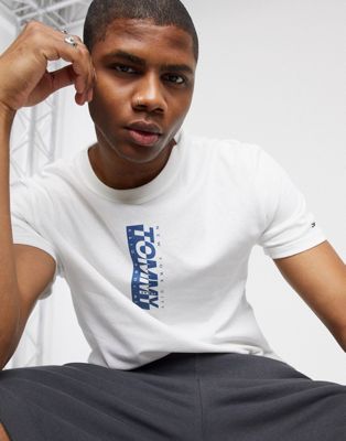 Tommy Jeans vertical front and back logo t-shirt in white | ASOS