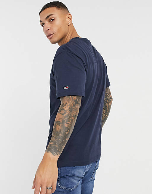 Tommy Jeans vertical front logo box t-shirt in twilight navy | ASOS