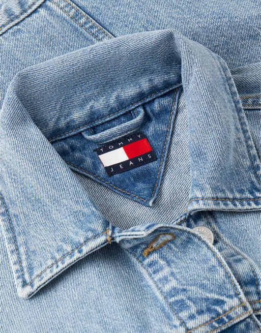 Tommy Jeans verwaschene Denim-Truckerjacke in Hellblau, 6 von 6