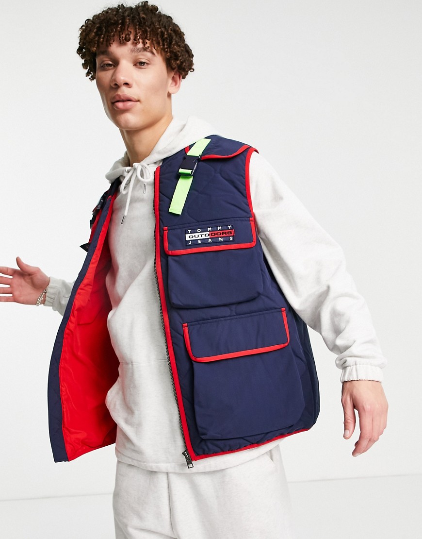 Tommy Jeans vest in navy with red detail-Black