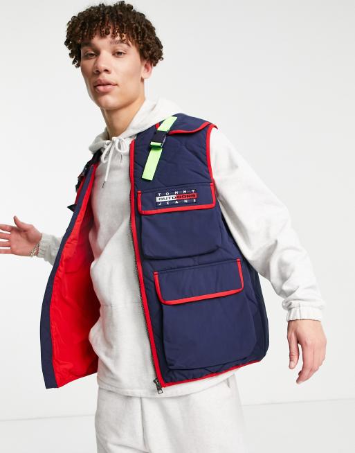 ASOS DESIGN lightweight utility vest with pockets in red