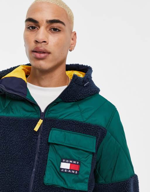 Tommy Jeans Veste à capuche hybride et matelassée en sherpa