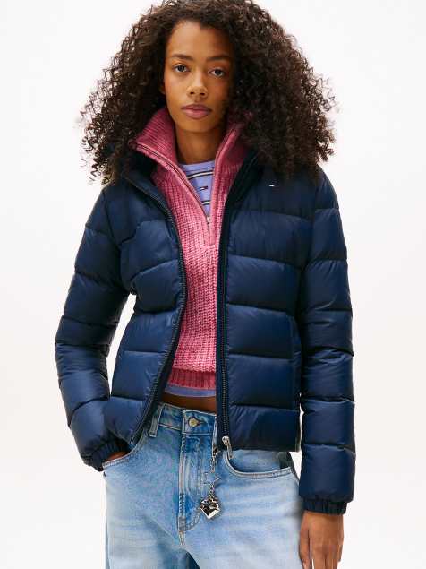 Tommy Jeans - Veste ajustée en duvet avec capuche en fausse fourrure - Bleu - view 1