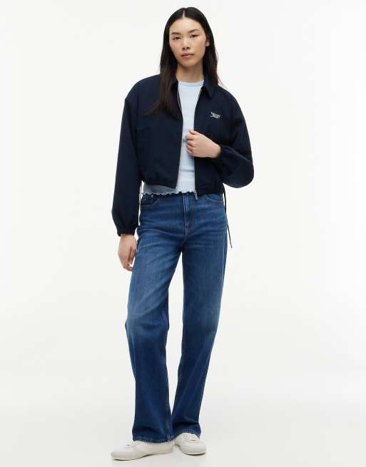 Tommy Jeans veste coach décontractée en seersucker à ourlet à cordon de serrage bleu foncé, 2 de 6