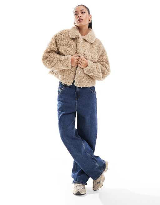 Tommy Jeans - Veste courte en imitation peau de mouton - Fauve, 2 de 4