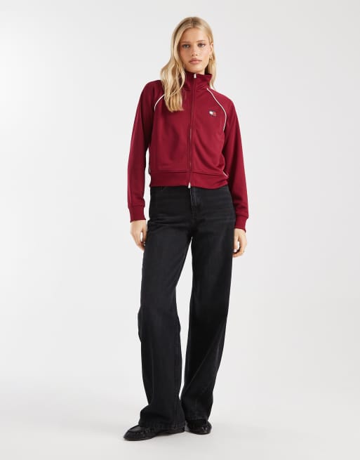 Tommy Jeans - Veste de survêtement à écusson logo - Rouge, 3 de 4