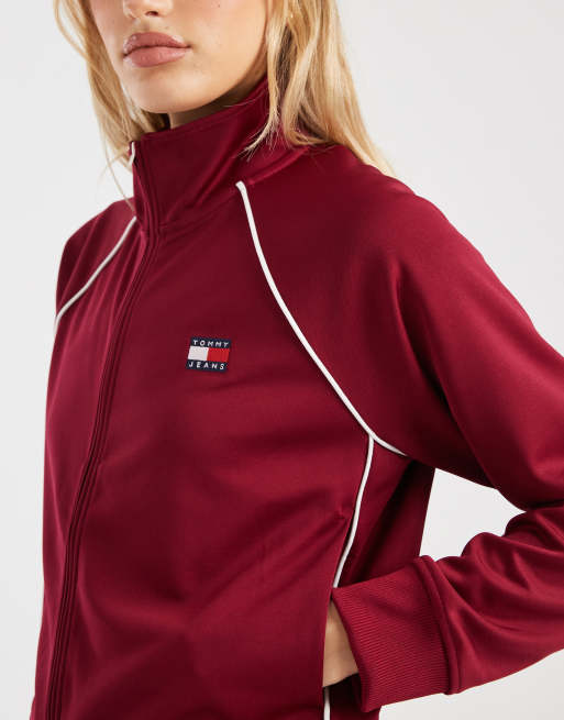 Tommy Jeans - Veste de survêtement à écusson logo - Rouge, 4 de 4