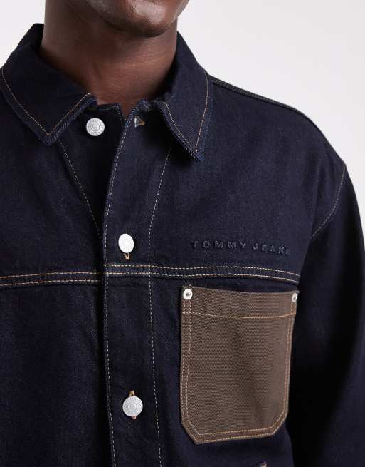 Tommy Jeans - Veste de travail en jean avec poches - Bleu foncé, 5 de 5