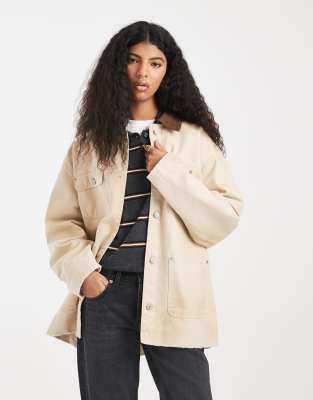 Tommy Jeans - Veste de travail oversize - Beige-Neutre
