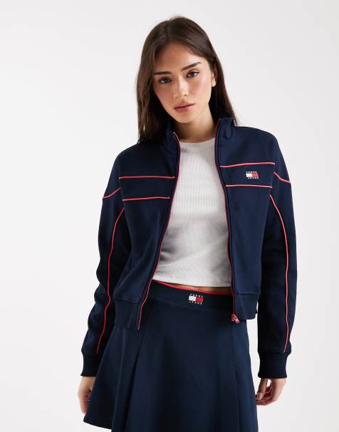 Tommy Jeans - Veste d'ensemble zippée à liserés et logo écusson - Bleu marine - view 1