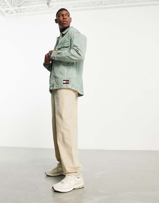 Tommy Jeans - Veste en denim de coton avec logo drapeau - Kaki ultra délavé - KHAKI, 4 de 4