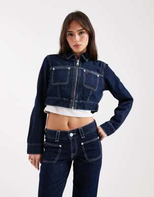 Tommy Jeans - Veste en jean d'ensemble courte - Bleu foncé délavé