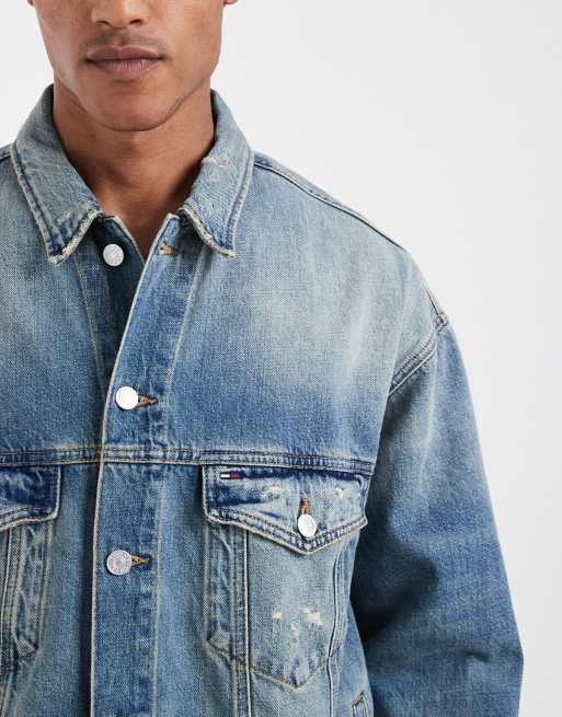 Tommy Jeans - Veste en jean oversize style camionneur - Bleu moyen délavé, 2 de 5