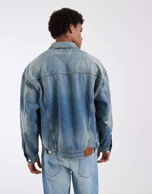 Tommy Jeans - Veste en jean oversize style camionneur - Bleu moyen délavé, 4 de 5