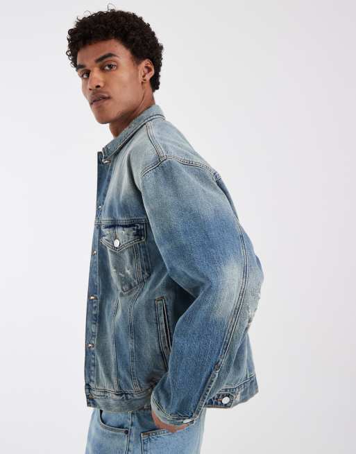 Tommy Jeans - Veste en jean oversize style camionneur - Bleu moyen délavé, 5 de 5
