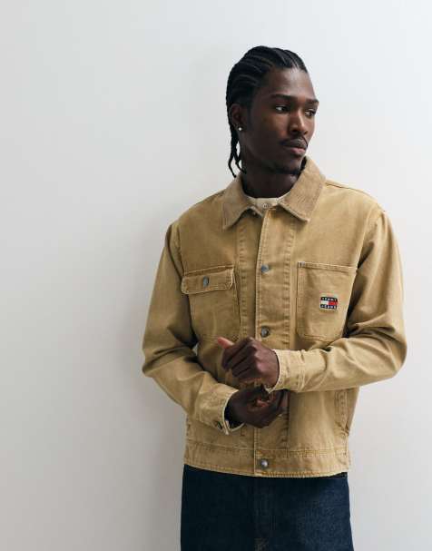 Tommy Jeans - Veste en toile avec col en velours côtelé - Fauve - view 1