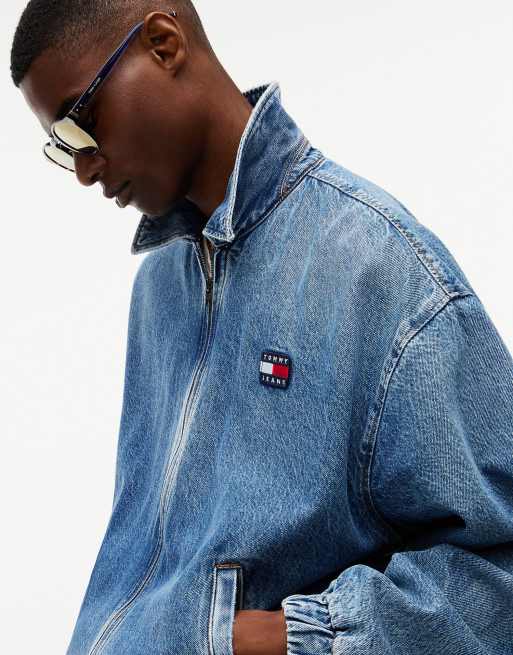 Tommy Jeans veste Harrington en jean délavé coupe relaxed bleu denim moyen, 3 de 7