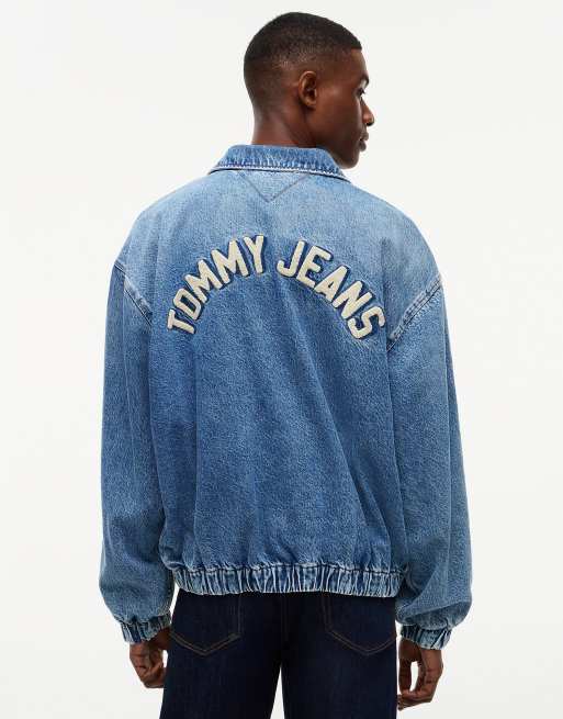 Tommy Jeans veste Harrington en jean délavé coupe relaxed bleu denim moyen, 5 de 7