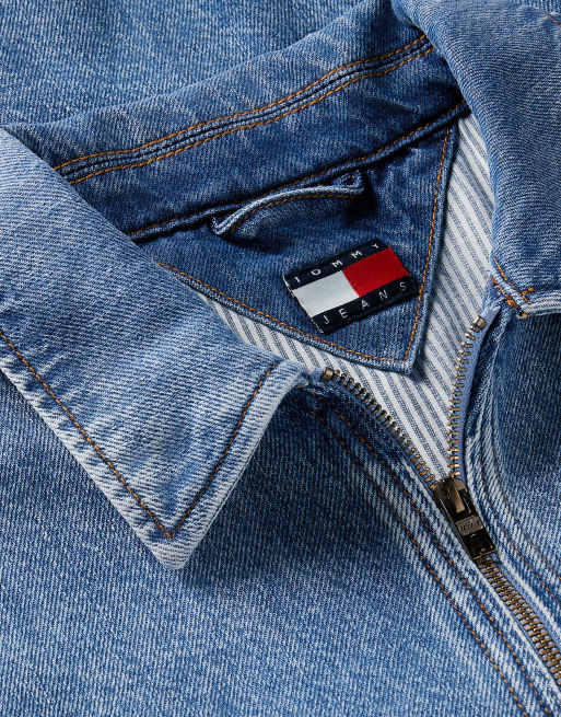 Tommy Jeans veste Harrington en jean délavé coupe relaxed bleu denim moyen, 7 de 7