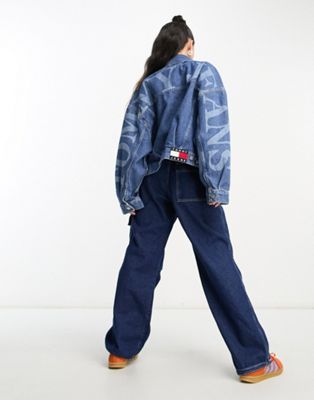 Tommy Jeans - Veste oversize en jean avec logo drapeau - Délavage moyen | ASOS