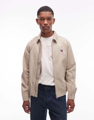 Tommy Jeans - Veste workwear avec imprimé drapeau au dos - Beige-Marron