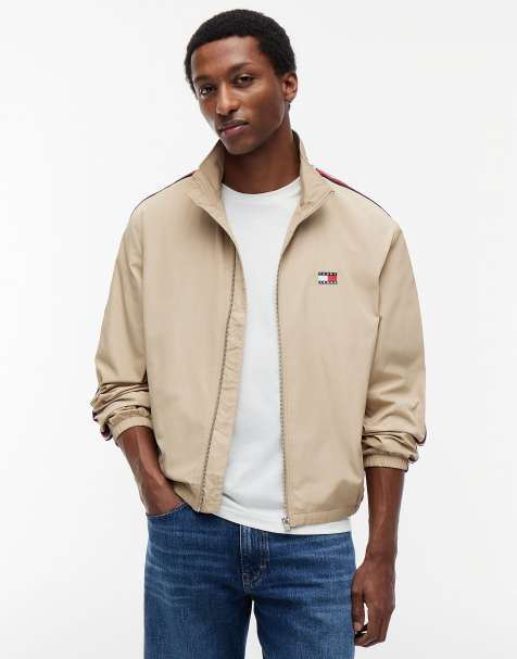 Tommy Jeans veste zippée à bandes rayées beige - view 1