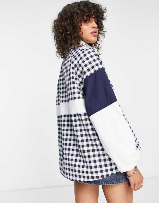 Tommy Jeans - Vindjakke i nylon med flaglogo og gingham-print - Del af sæt, 2 af 4
