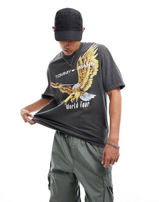 Tommy Jeans vintage eagle t-shirt in charcoal