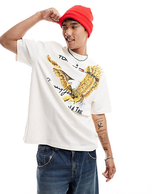 Tommy Jeans vintage eagle t-shirt in white | ASOS