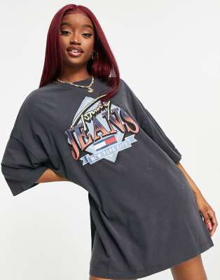 Tommy Jeans vintage graphic t shirt dress in black ASOS