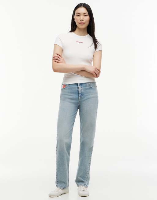 Tommy Jeans Vintage high rise slim straight jeans in light blue, 1 of 6