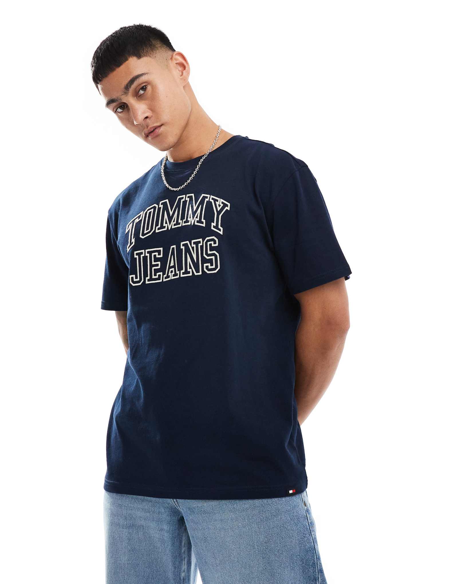 Винтажная футболка с рисунком Tommy Jeans темно-синего цвета