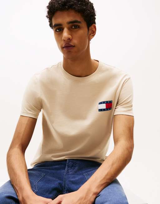 Tommy Jeans – Vit och beige t-shirt med smal passform och flagglogga, 2-pack, 3 av 4