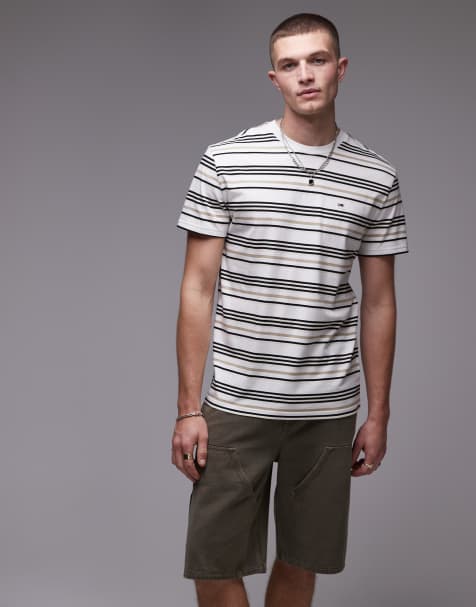 Tommy Jeans – Vit, randig t-shirt med logga - view 1