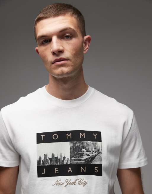 Tommy Jeans – Vit t-shirt med fotad flagglogga, 5 av 5