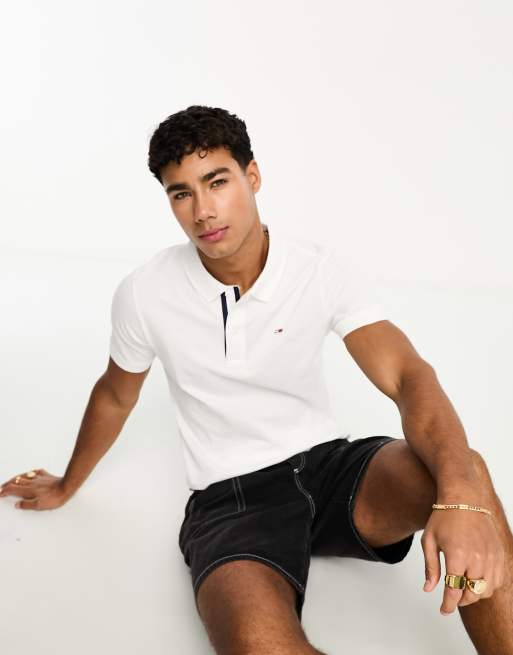 Tommy Jeans – Vit T-shirt med korta ärmar, smal passform och knappsprund, 4 av 4