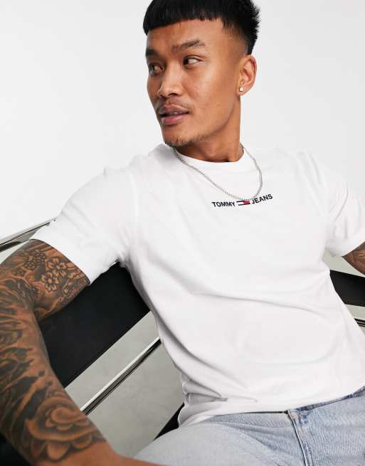 Tommy Jeans – Vit t-shirt med liten textlogga på bröstet, 3 av 4