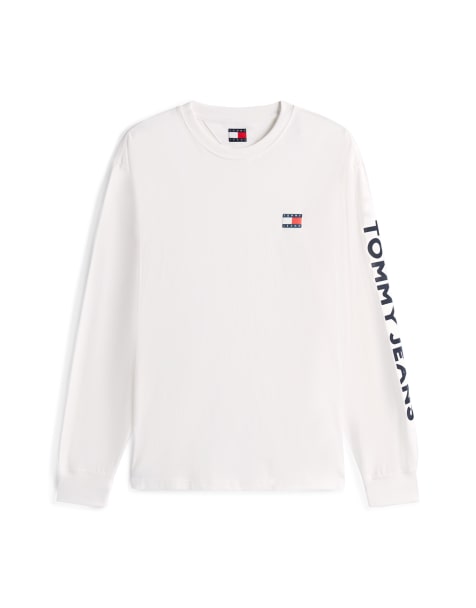 Tommy Jeans – Vit t-shirt med logga och långa ärmar - view 1