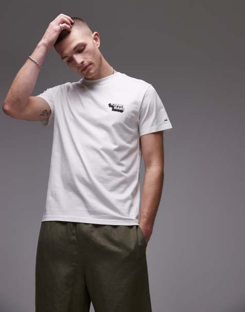 Tommy Jeans – Vit t-shirt med staplad logga - view 1