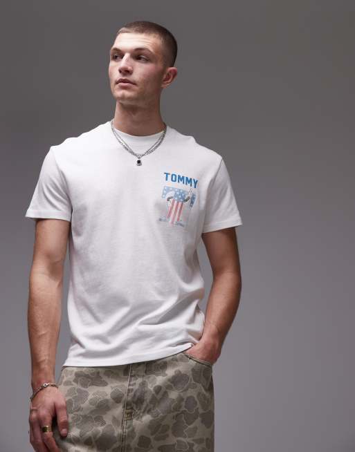Tommy Jeans – Vit t-shirt med USA-tryck baktill, 4 av 4