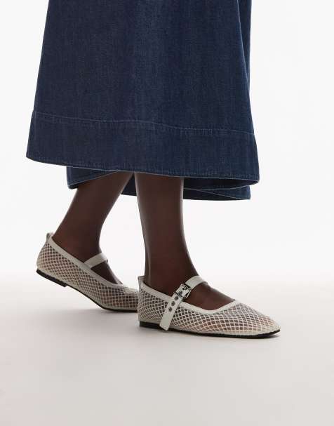 Tommy Jeans – Vita ballerinaskor i mesh - view 1