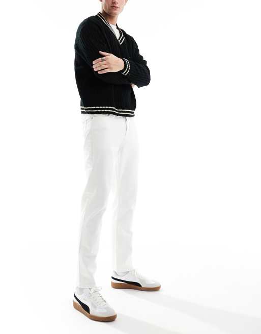 Tommy Jeans – Vita, tvättade, avsmalnande dad jeans i regular fit