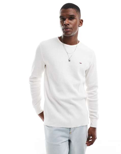 Tommy Jeans waffle long sleeve t-shirt in off white - view 1