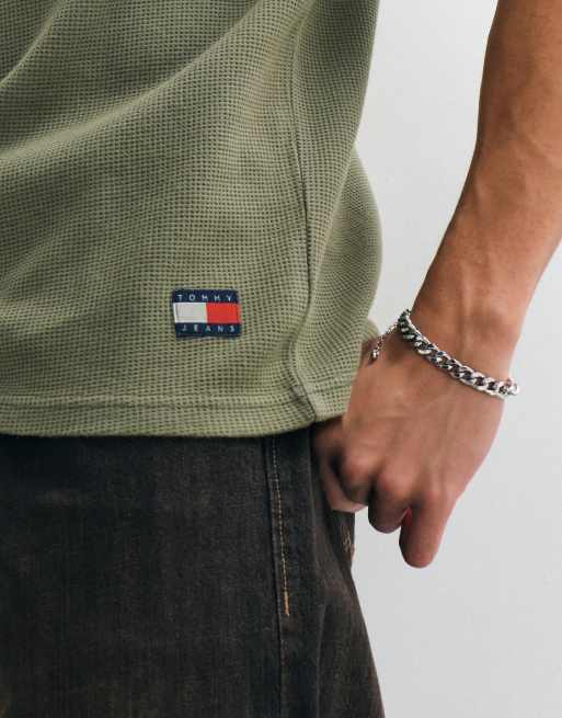 Tommy Jeans waffle T-shirt in khaki, 5 of 5