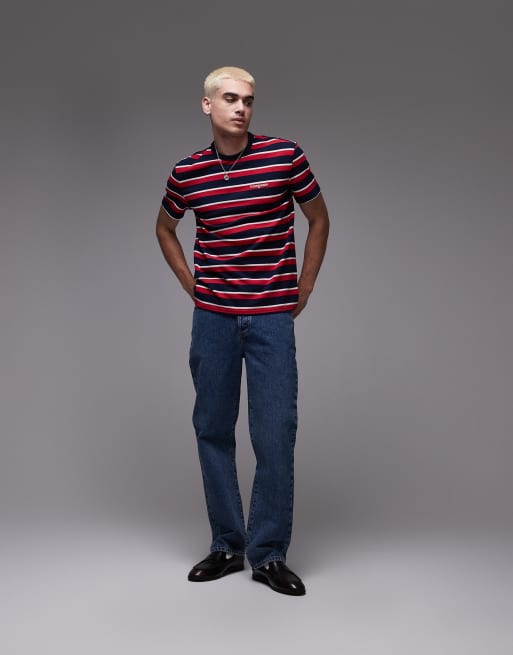 Tommy Jeans waffle T-shirt in navy red white stripe, 3 of 4