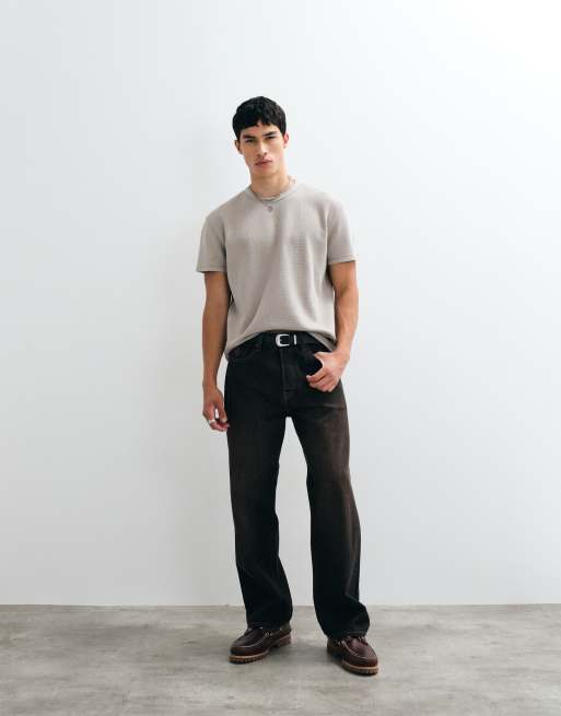 Tommy Jeans waffle T-shirt in stone, 2 of 5