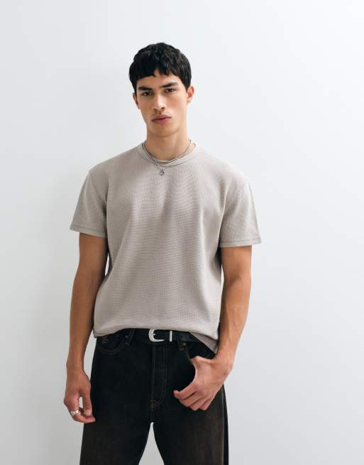 Tommy Jeans waffle T-shirt in stone, 5 of 5