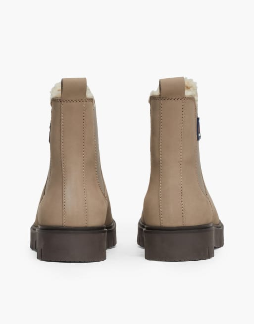 Tommy Jeans Warm lined leather cleat chelsea boots in beige, 4 of 4