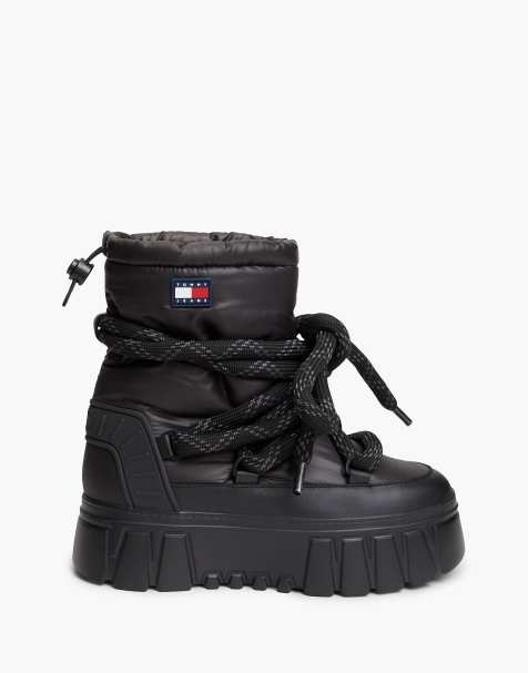 Tommy Jeans Warm lined platform snow boots in black - view 1